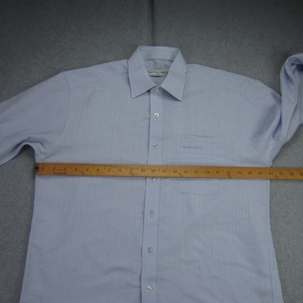 VALENTINO CHRISTY Paris Dress Shirt Mens 100 US Large Blue Button‎ Up LS - Picture 10 of 16